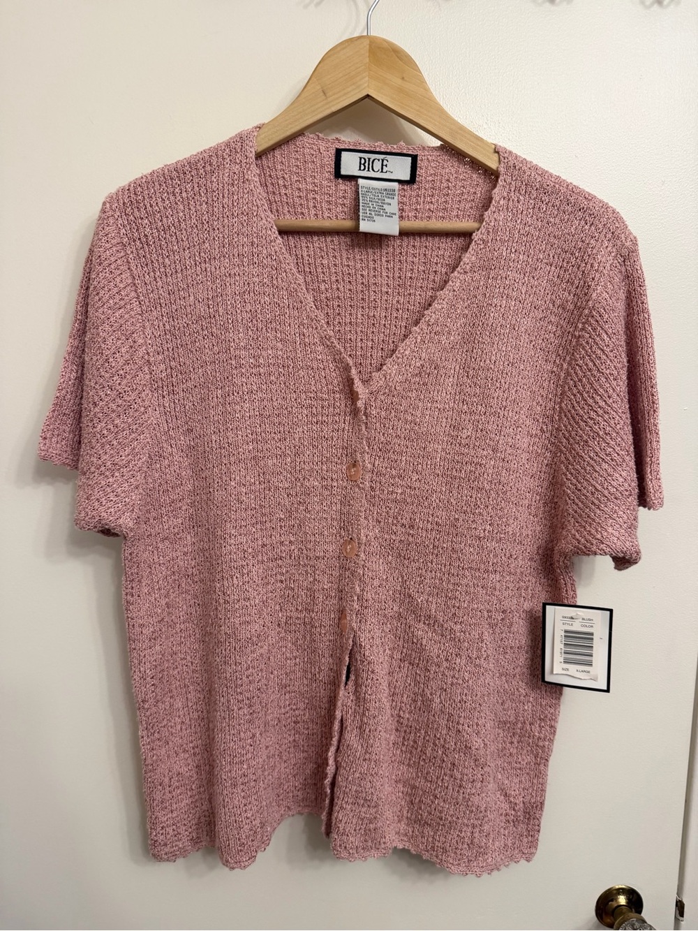 Bice Soft Knit silk blend blush pink V-Neck Button Front Sweater new with tags